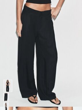 Zara Wide-Leg Black Trouser Work Pants